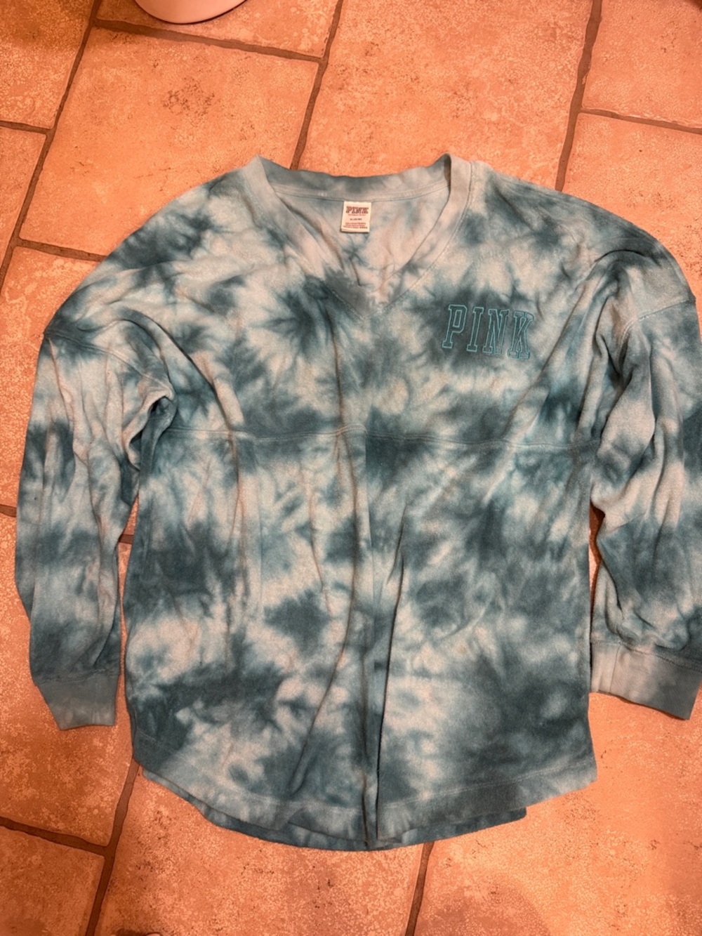 PINK Victoria's Secret Blue Tie-Dye Pullover Sweatshirt